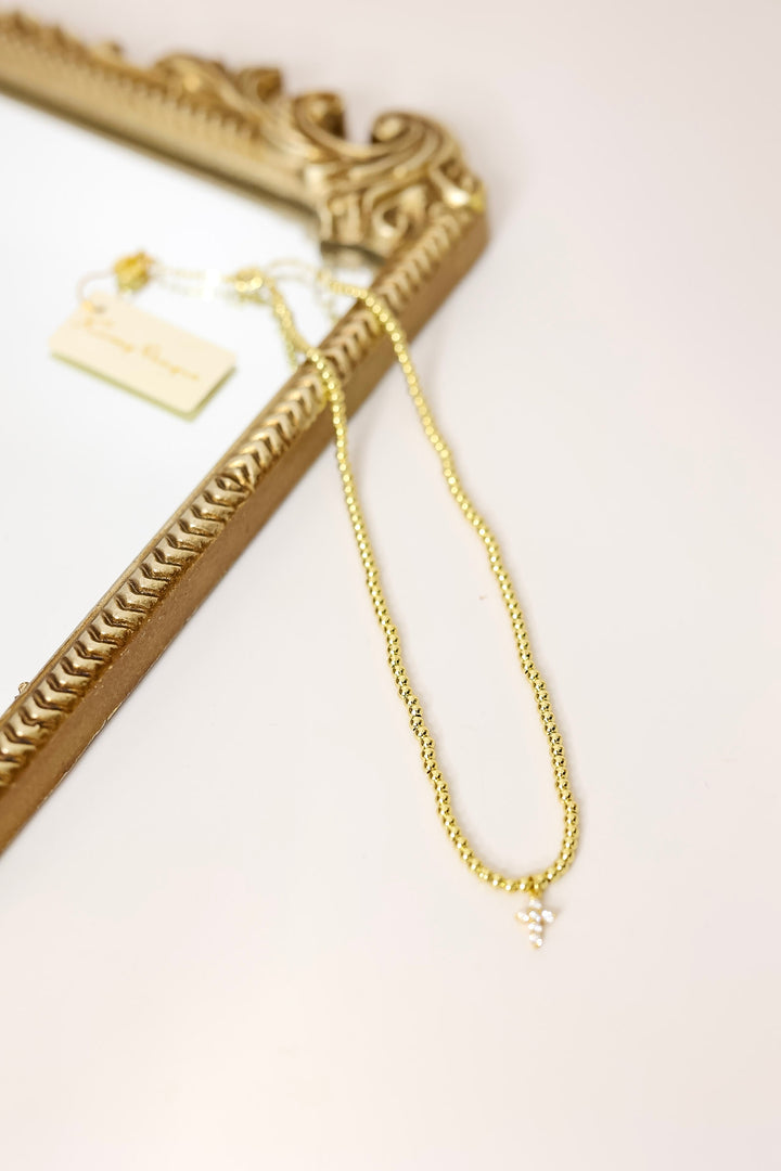 Kinsey Designs | Selena Beaded Necklace with Cross Pendant in Gold