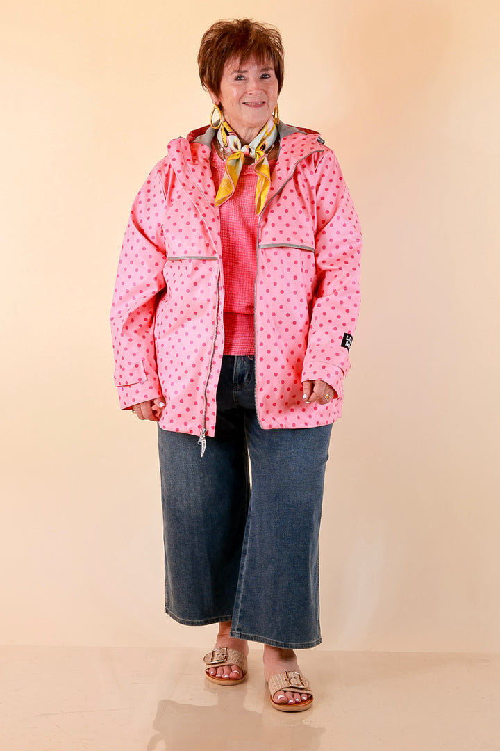Lulu Mac | Chic Forecast Polka Dot Hooded Rain Jacket in Pink