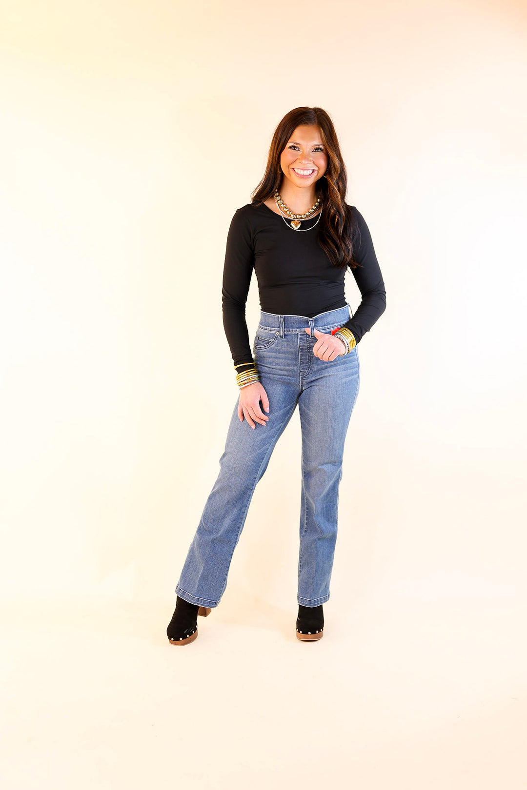 SPANX | EveryWear Kick Flare Crop Denim Jeans in Vintage Indigo (Medium Wash)