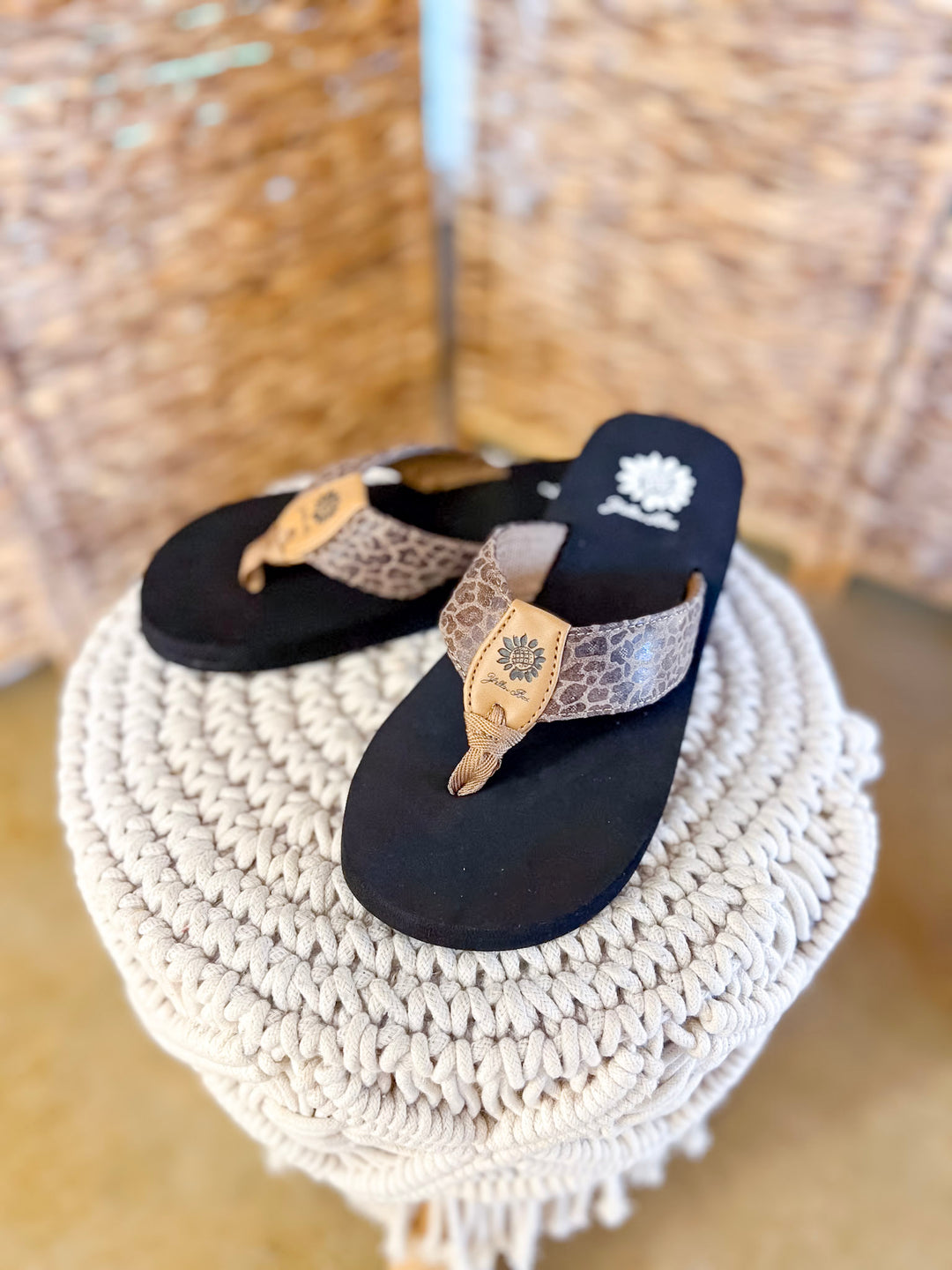 Yellow Box | Flexter Comfort Flip Flops in Leopard Print