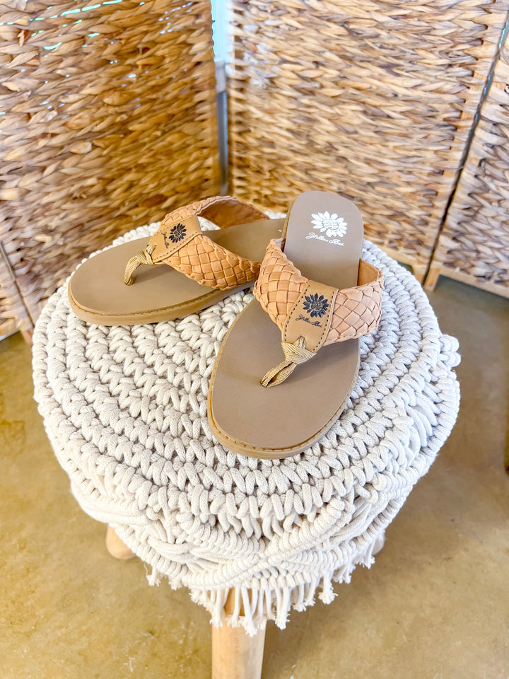Yellow Box | Irving Woven Comfort Flip Flops in Almond