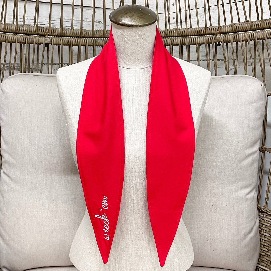 Wreck'Em Embroidered Ascot Scarf in Red