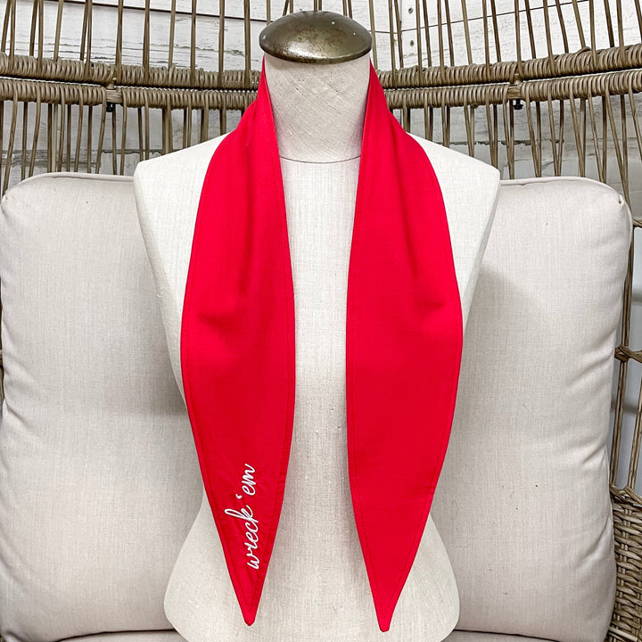 Wreck'Em Embroidered Ascot Scarf in Red