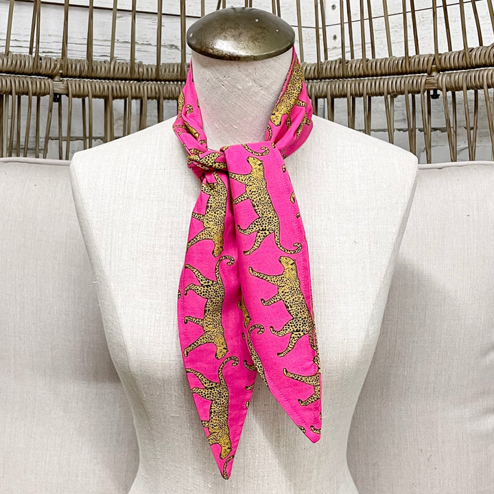 Leopard Luxe Ascot Scarf in Pink