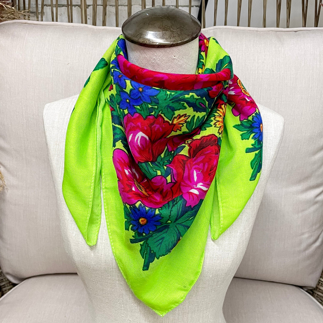 Rodeo Quincy | Rose Garden Wild Rag in Lime Green