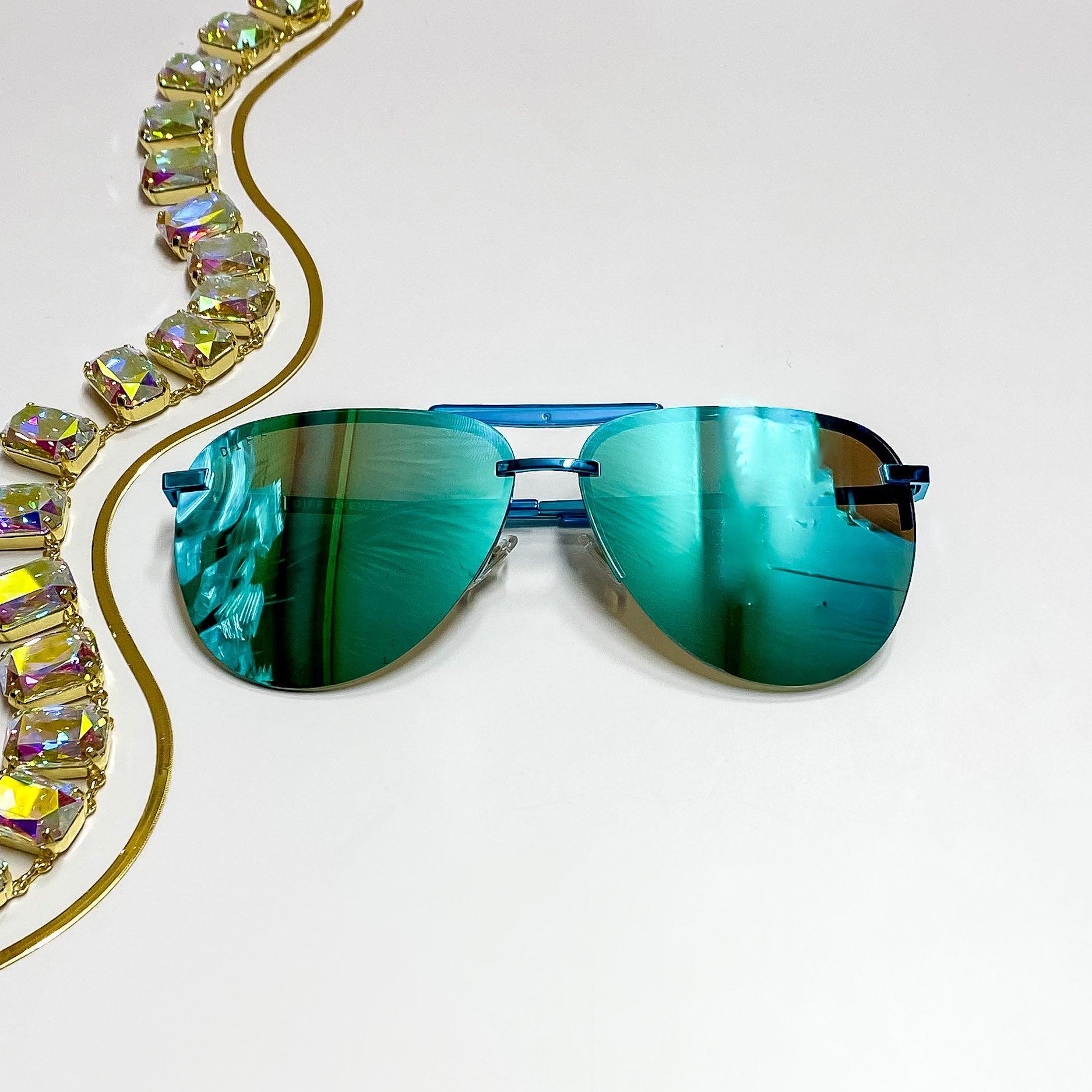 DIFF | Tahoe Aviator Sunglasses in Turquoise Metallic Polarized - Giddy Up Glamour Boutique