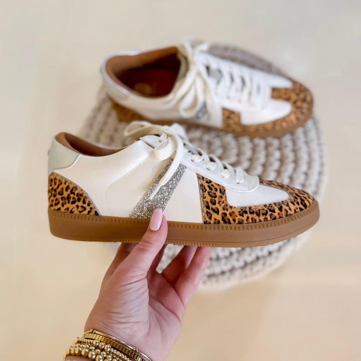 Yellow Box | Zayne Lace-Up Sneaker in Leopard Print and White
