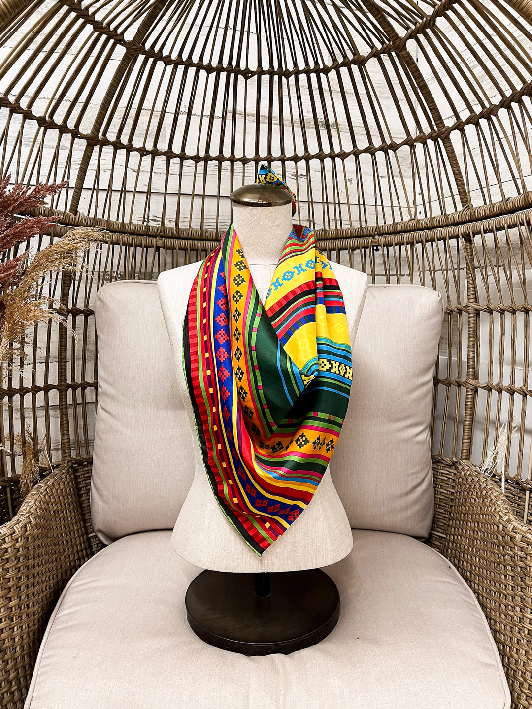 Wyoming Traders | Serape Southwest Silk Wild Rag Scarf in Yellow Mix