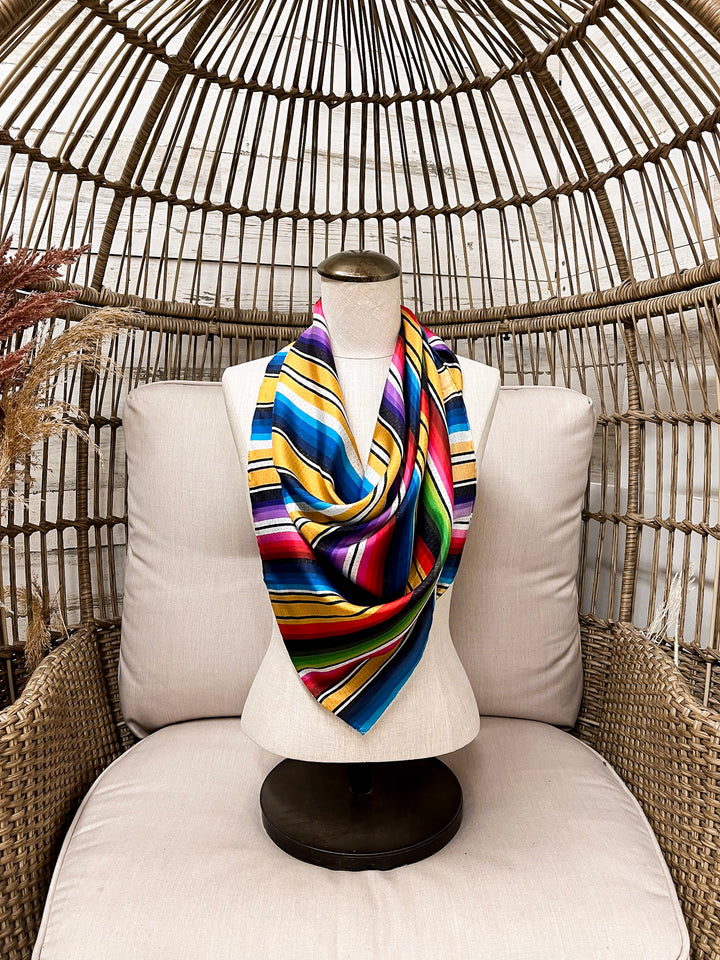 Wyoming Traders | Stripe Southwest Silk Wild Rag Scarf in Yellow Mix