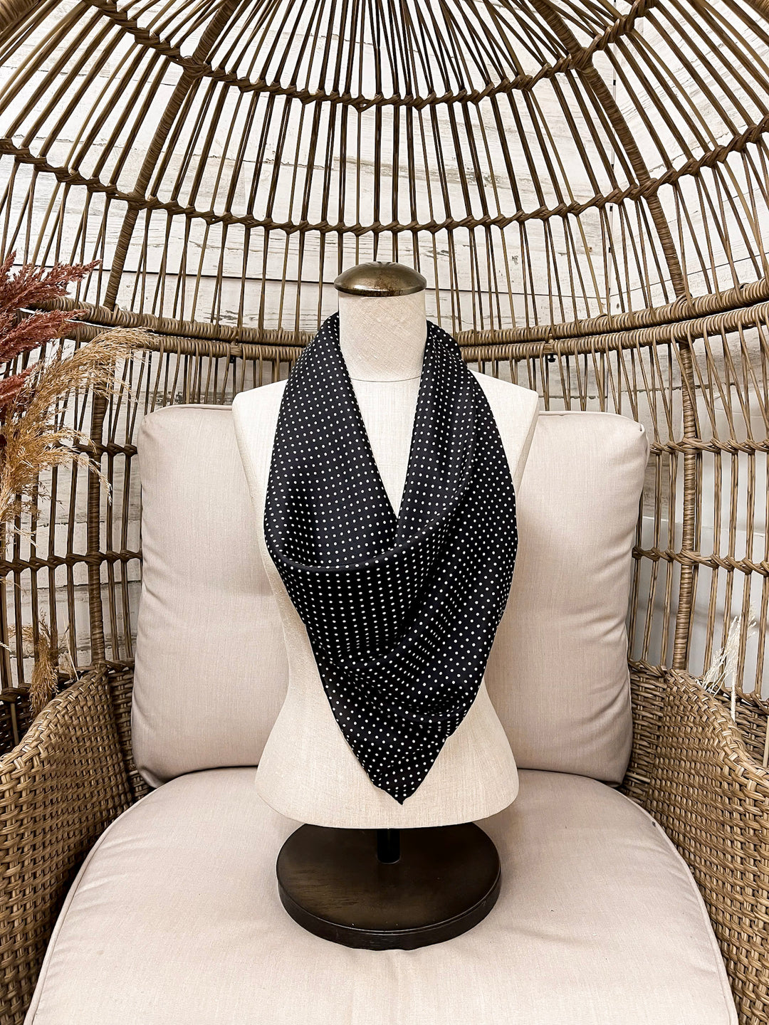 Wyoming Traders | Cowboy Polka Dot Silk Wild Rag Scarf in Black