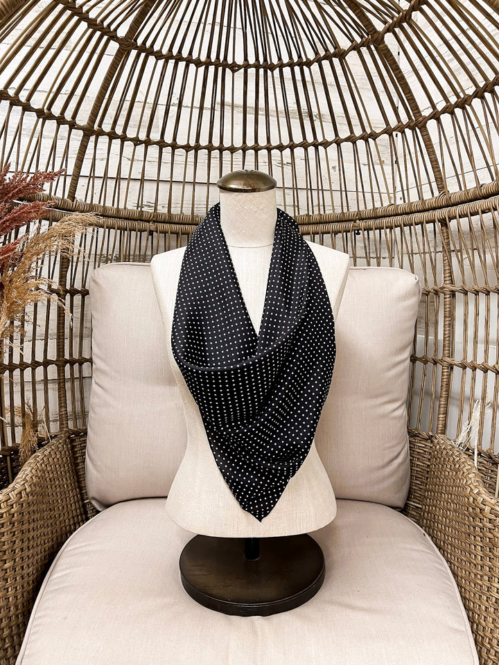 Wyoming Traders | Cowboy Polka Dot Silk Wild Rag Scarf in Black