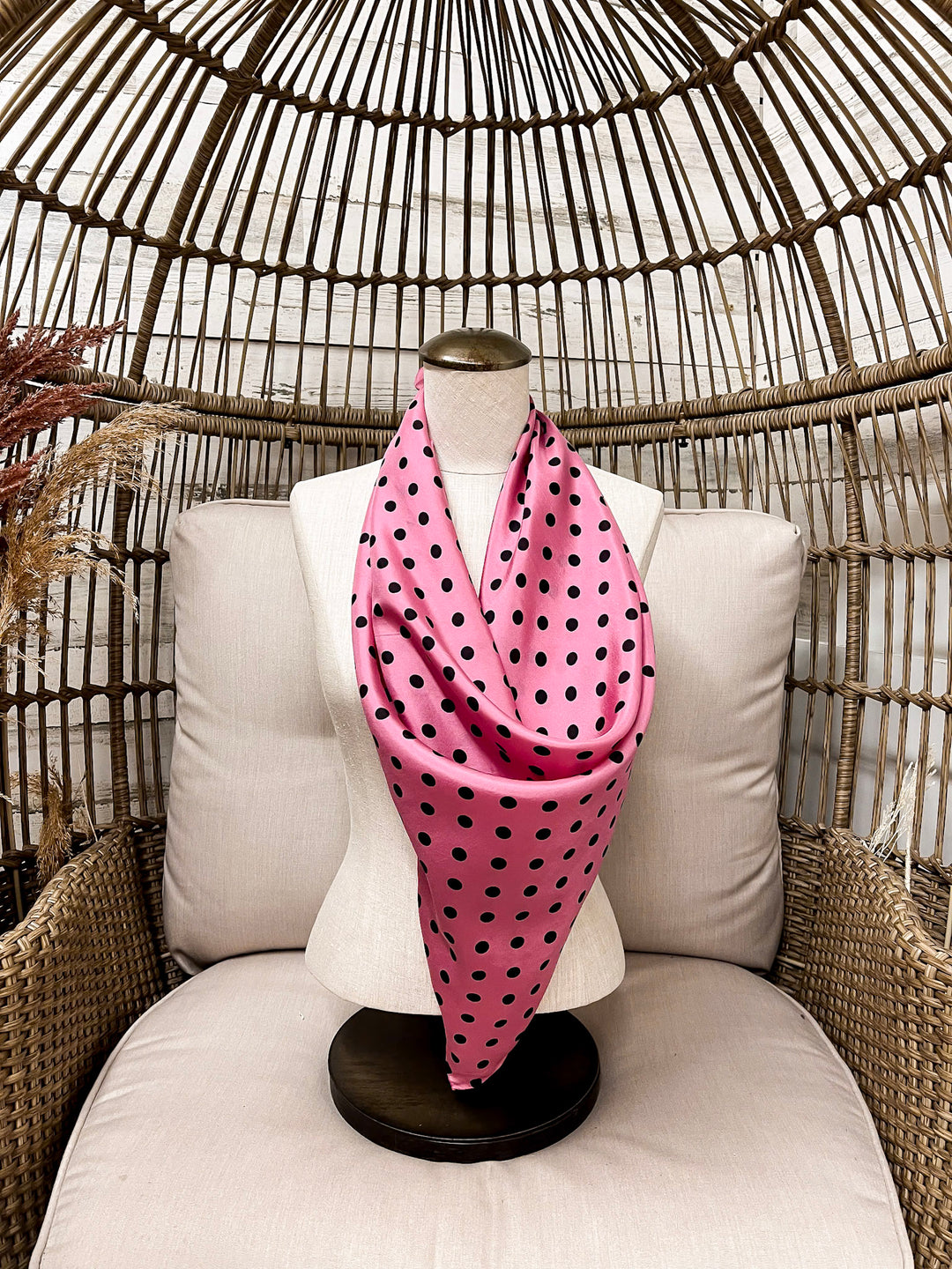 Wyoming Traders | Cowboy Polka Dot Silk Wild Rag Scarf in Pink