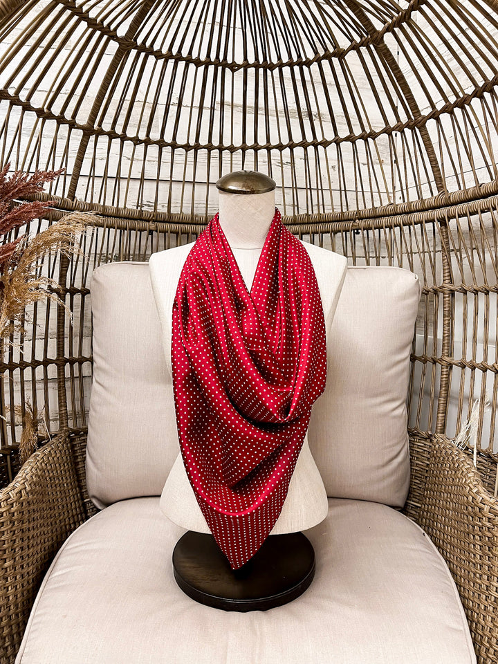 Wyoming Traders | Cowboy Polka Dot Silk Wild Rag Scarf in Red