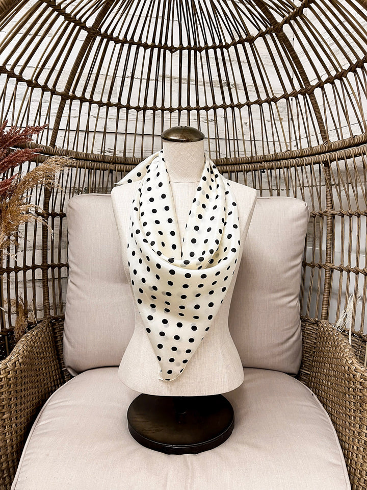 Wyoming Traders | Cowboy Polka Dot Silk Wild Rag Scarf in Ivory