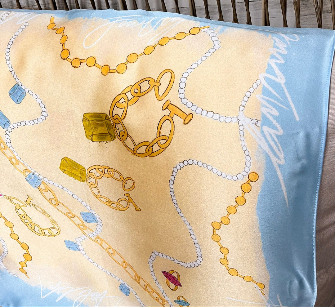 KB's Canvas | Le Jewel Jewelry Print Scarf in Yellow and Blue