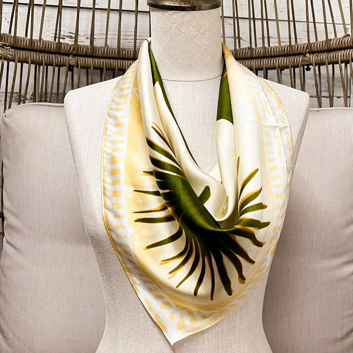 KB's Canvas | Palmè Floral Palm Leaf Print Scarf in Cream and Green