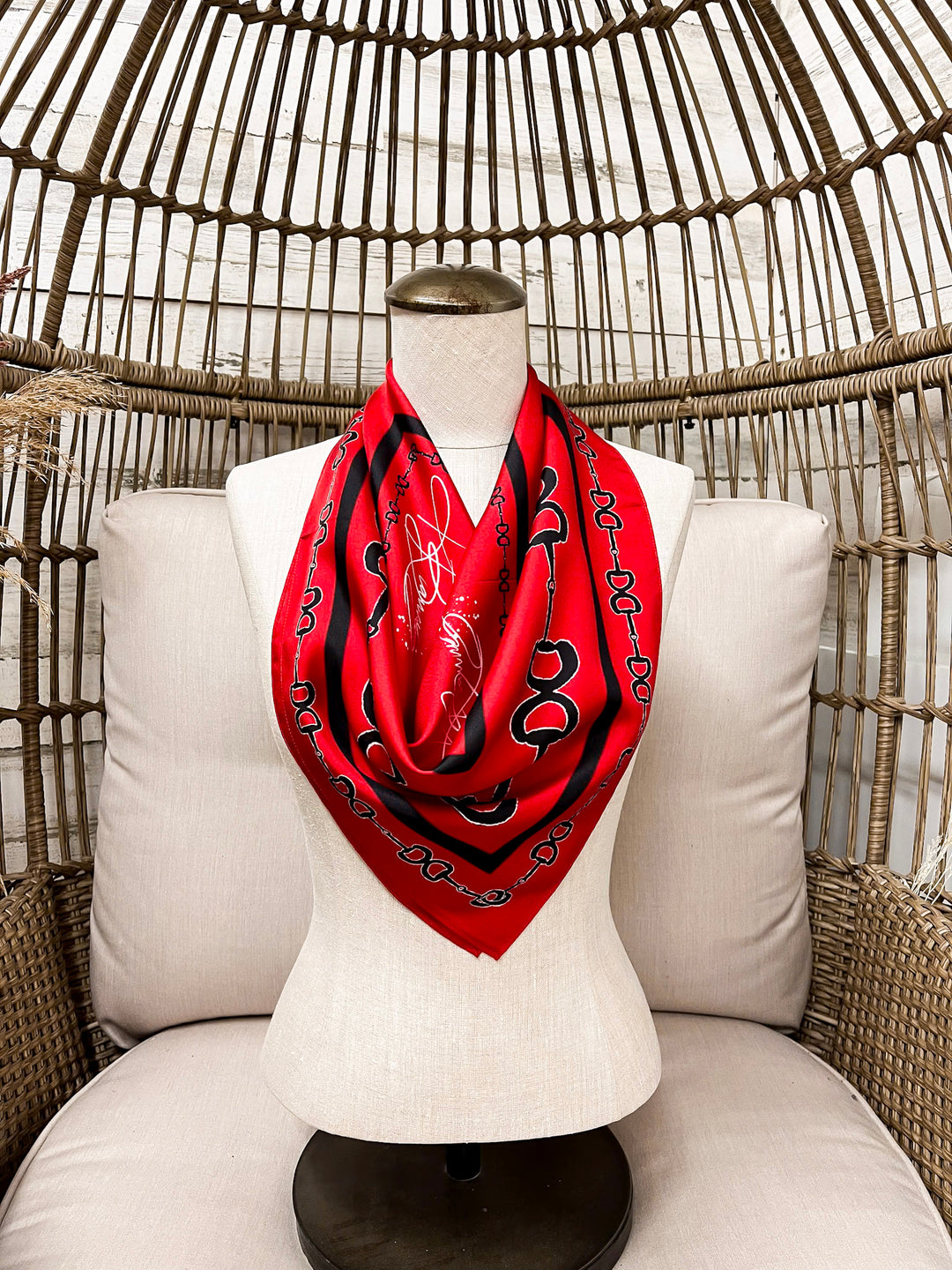 KB's Canvas | In Good Reins Horse Bit Print Scarf in Red and Black
