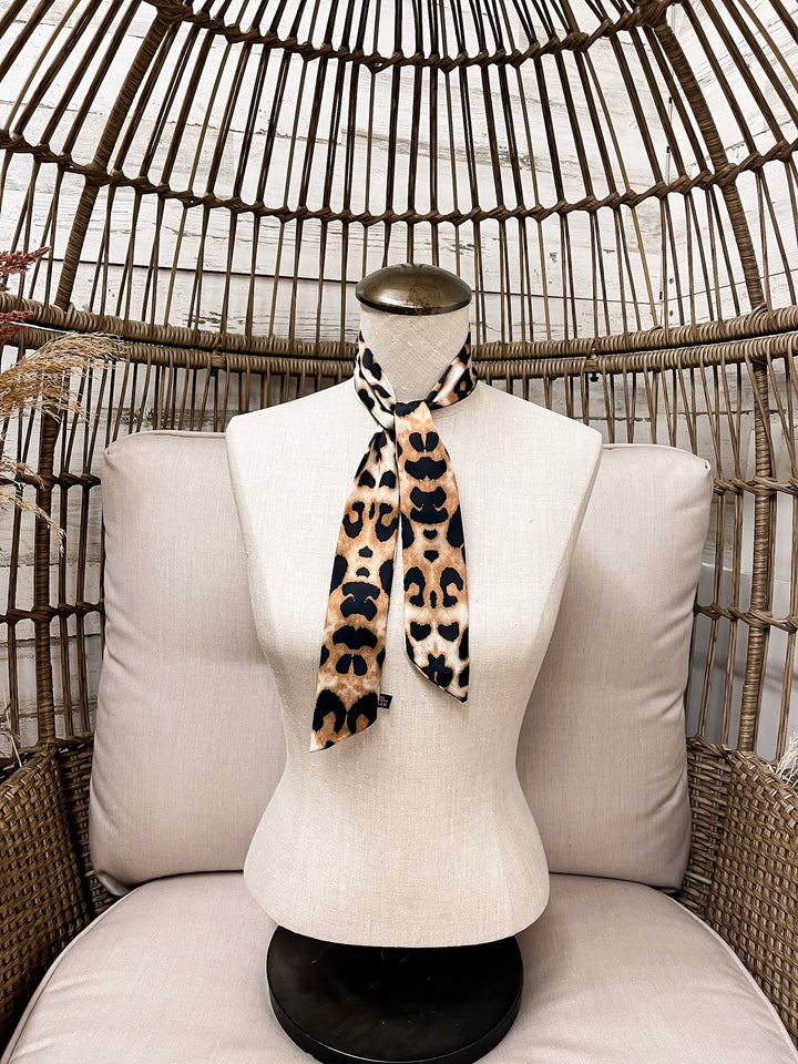Refined on the Range Cheetah Print Twilly Scarf in Tan