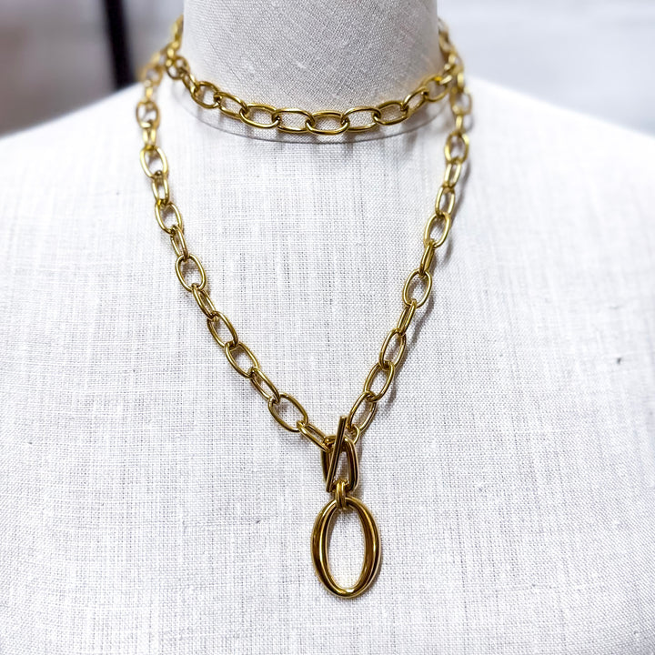 Bracha | Olivia Long Paperclip Chain Necklace in Gold