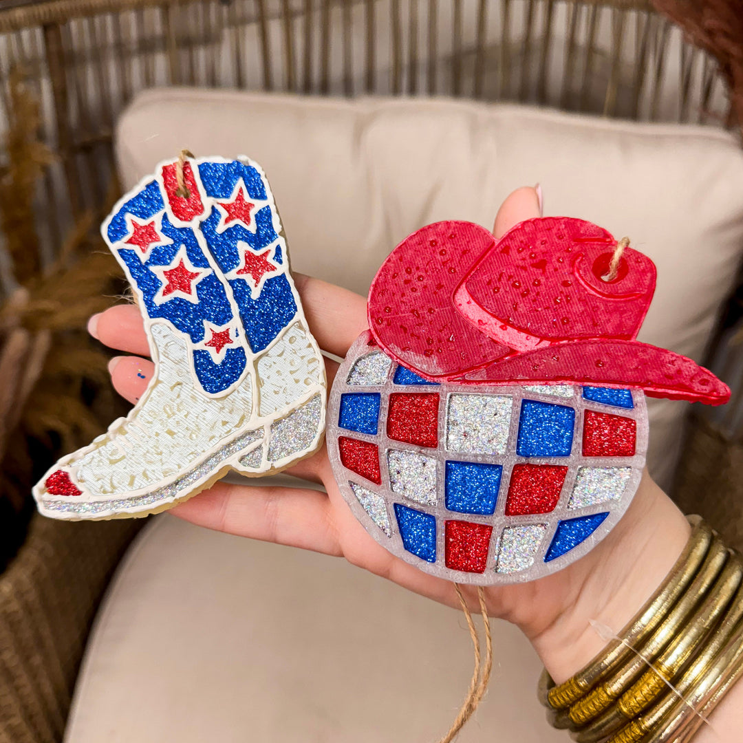 Cowgirl Disco Red Hat Car Freshie in Americana