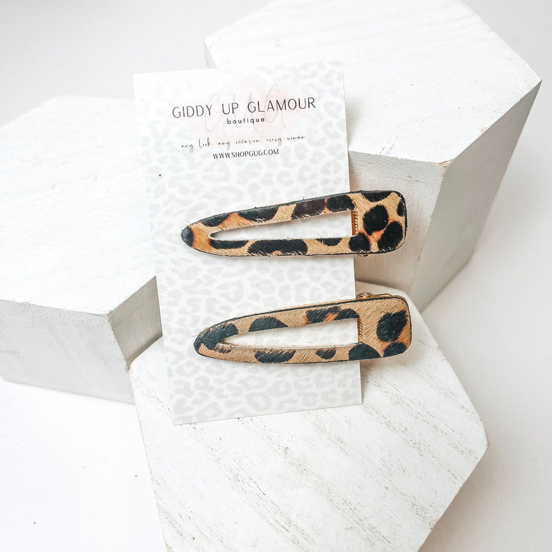 Triangular Hair Clip Pair in Cheetah Print - Giddy Up Glamour Boutique