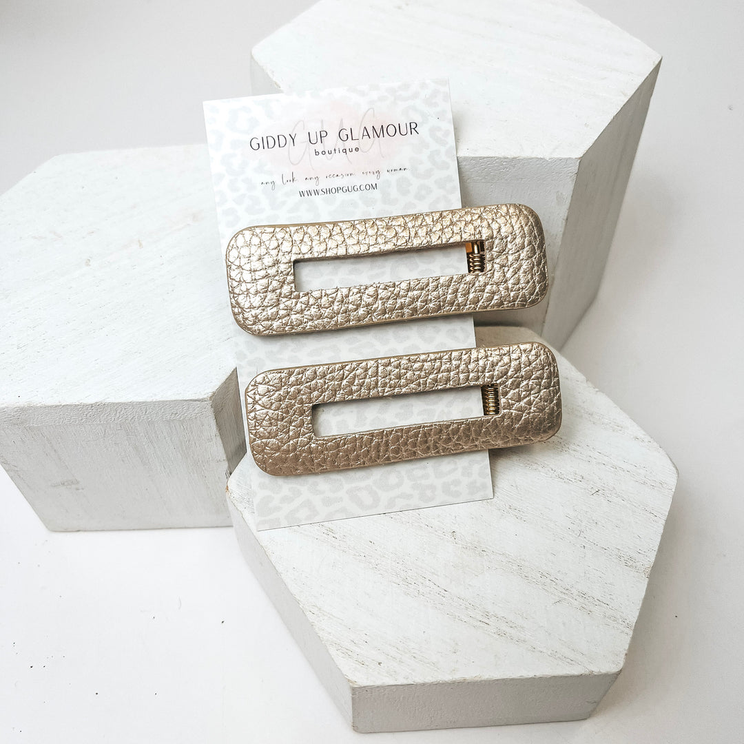 Hair Clip Pair in Rose Gold Snakeskin - Giddy Up Glamour Boutique