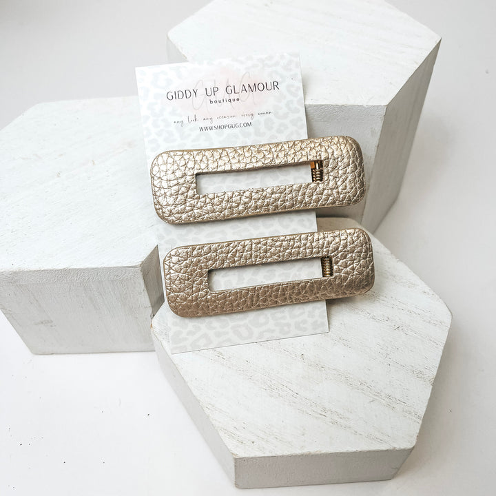 Hair Clip Pair in Rose Gold Snakeskin - Giddy Up Glamour Boutique