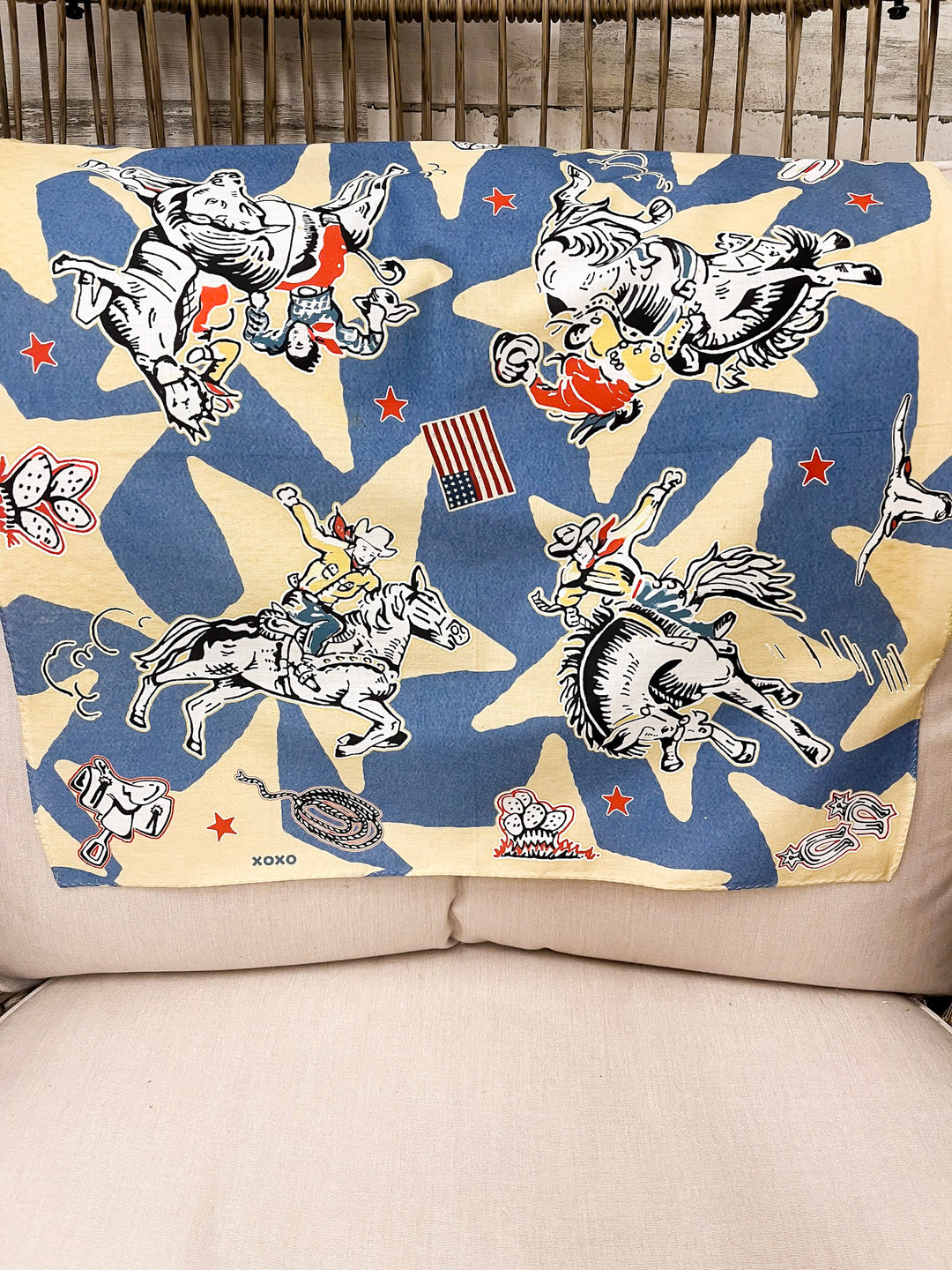 XOXO Art & Co | Star Cowboys Bandana Scarf in Cream and Blue