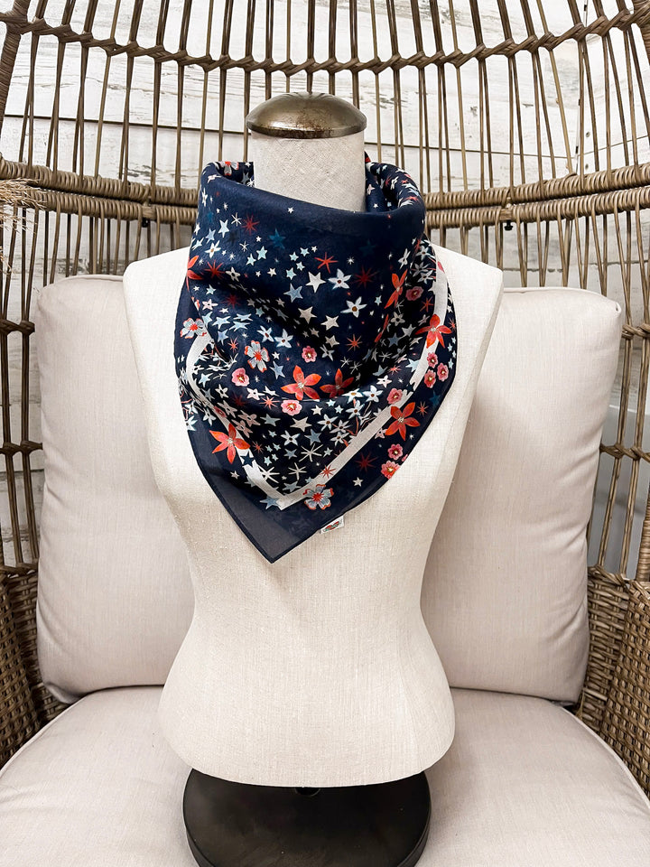 XOXO Art & Co | Star Spangled Shorty Wild Rag Scarf in Navy Blue