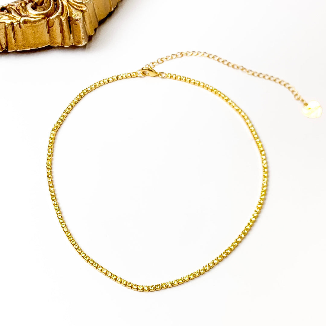 Bracha | Sienna Tennis Necklace in Yellow Crystal - Giddy Up Glamour Boutique