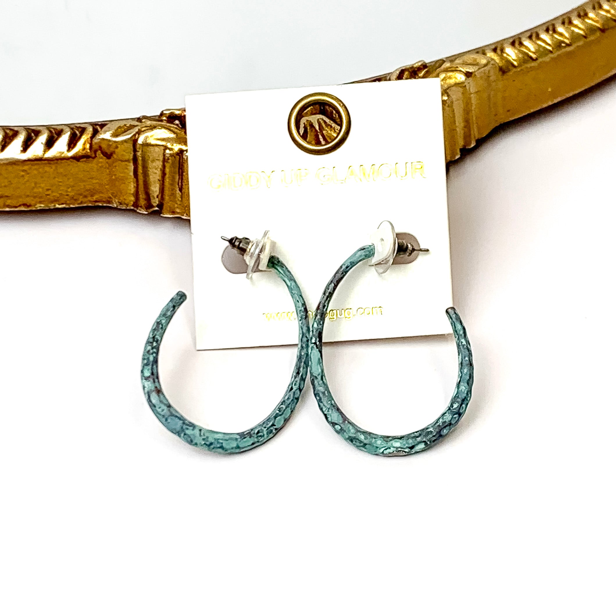 Patina Tone Open Oval Hoop Earrings - Giddy Up Glamour Boutique