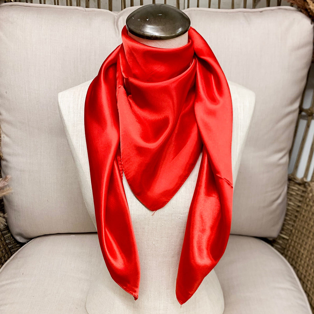 Online Exclusive | Solid Colored Poly Scarf in Red