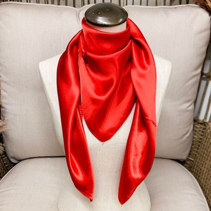 Online Exclusive | Solid Colored Poly Scarf in Red