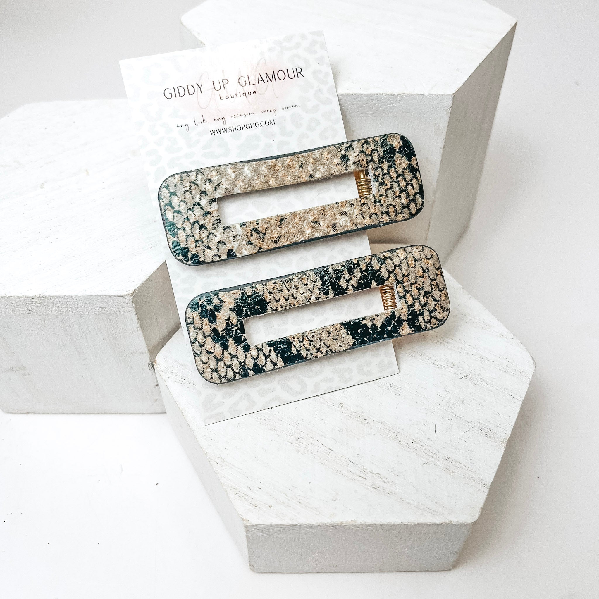 Hair Clip Pair in Snakeskin - Giddy Up Glamour Boutique