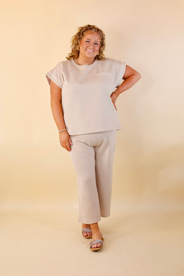 Glamour on the Go Wide Leg Pant in Cream - Giddy Up Glamour Boutique