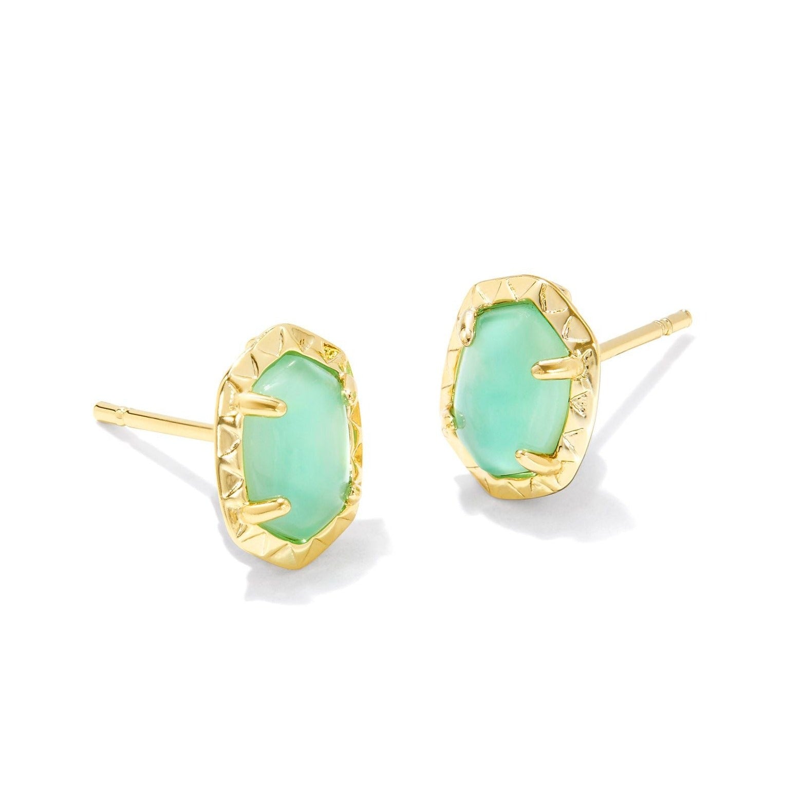 Kendra Scott | Daphne Gold Stud Earrings in Light Green Mother of Pearl - Giddy Up Glamour Boutique