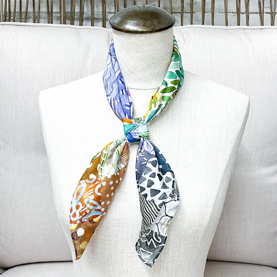 XOXO Art &amp; Co | Vintage Feedsack Shorty Wild Rag Scarf in Multicolor