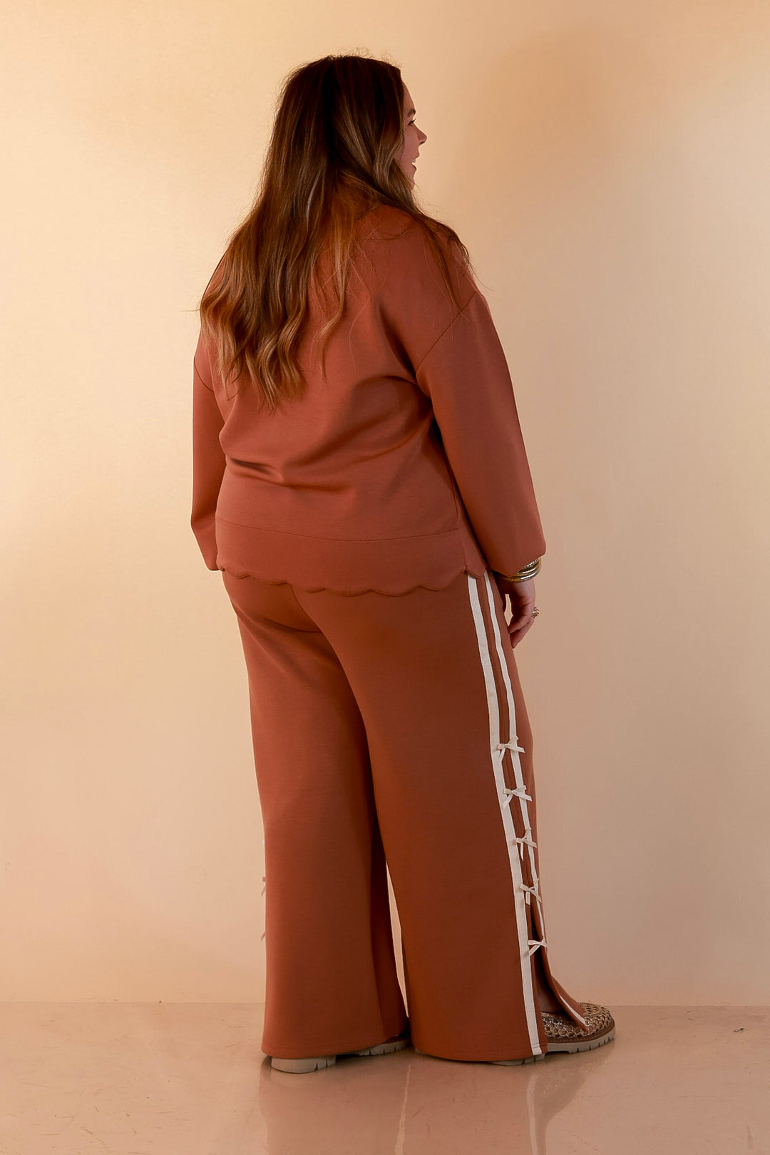 Simply Southern | Modern Staple Buttery Soft Pull-On Wide Leg Knit Pants with Side Bow Detail in Mocha Brown