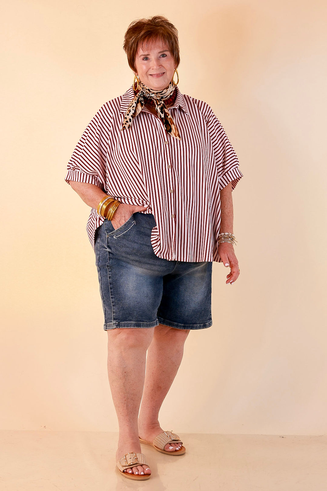 L&amp;B | Meet Me in Cheyenne Bermuda Denim Shorts in Medium Stone Wash