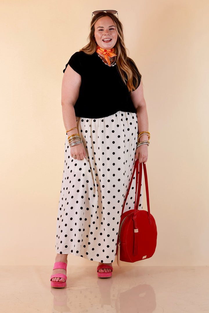 Two Ways to Charm Polka Dot Spaghetti Strap Dress Set with Detachable Black Top in Cream