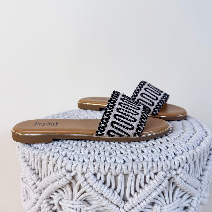 Corky's | Here For A Good Time Woven Flat Sandal in Black