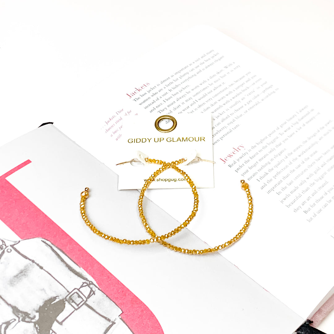Mustard Yellow Beaded Hoops - Giddy Up Glamour Boutique