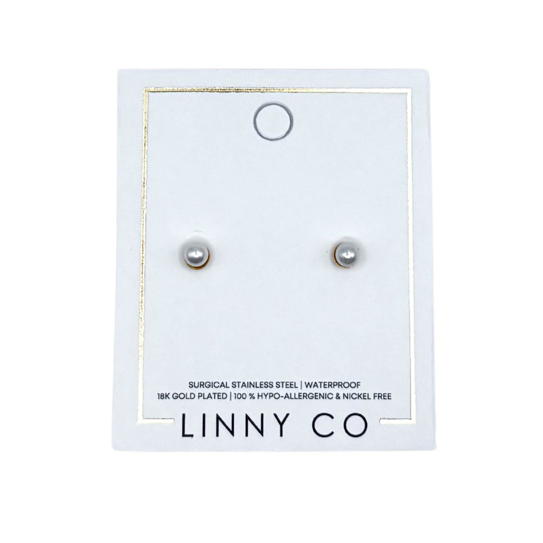Linny Co | Payton Pearl Gold Tone Flatback Stud Earrings