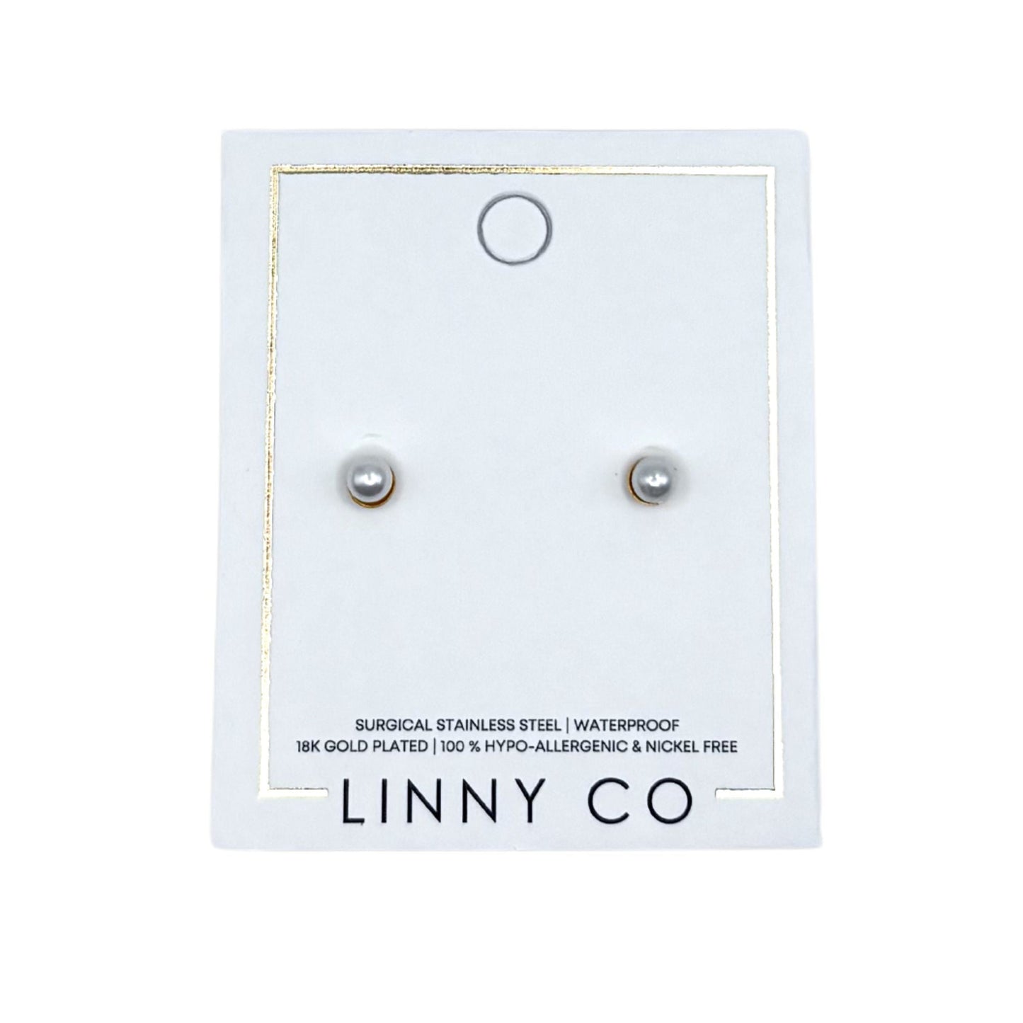 Linny Co | Payton Pearl Gold Tone Flatback Stud Earrings