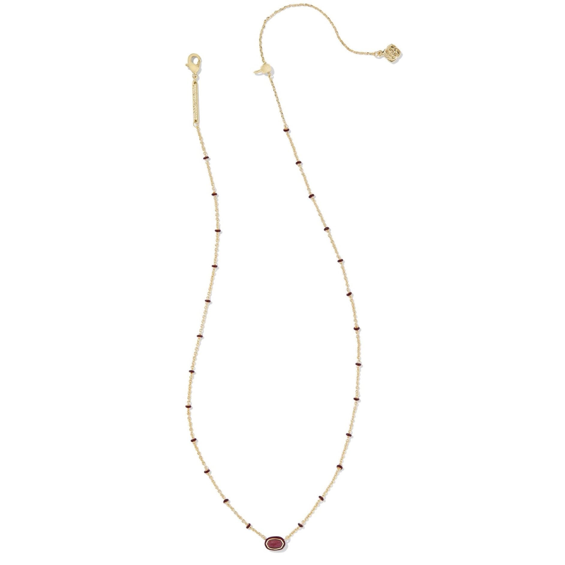 Kendra Scott | Mini Elisa Gold Enamel Frame Short Pendant Necklace in Maroon Magnesite