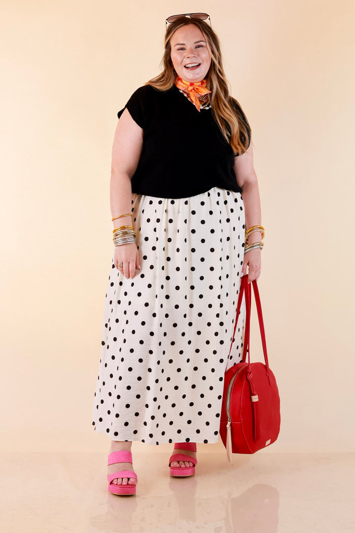 Two Ways to Charm Polka Dot Spaghetti Strap Dress Set with Detachable Black Top in Cream