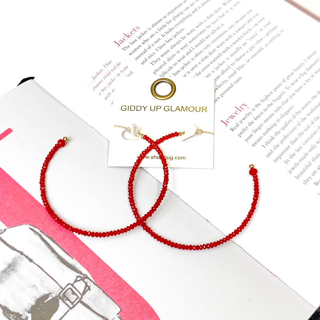 Maroon Beaded Hoops - Giddy Up Glamour Boutique