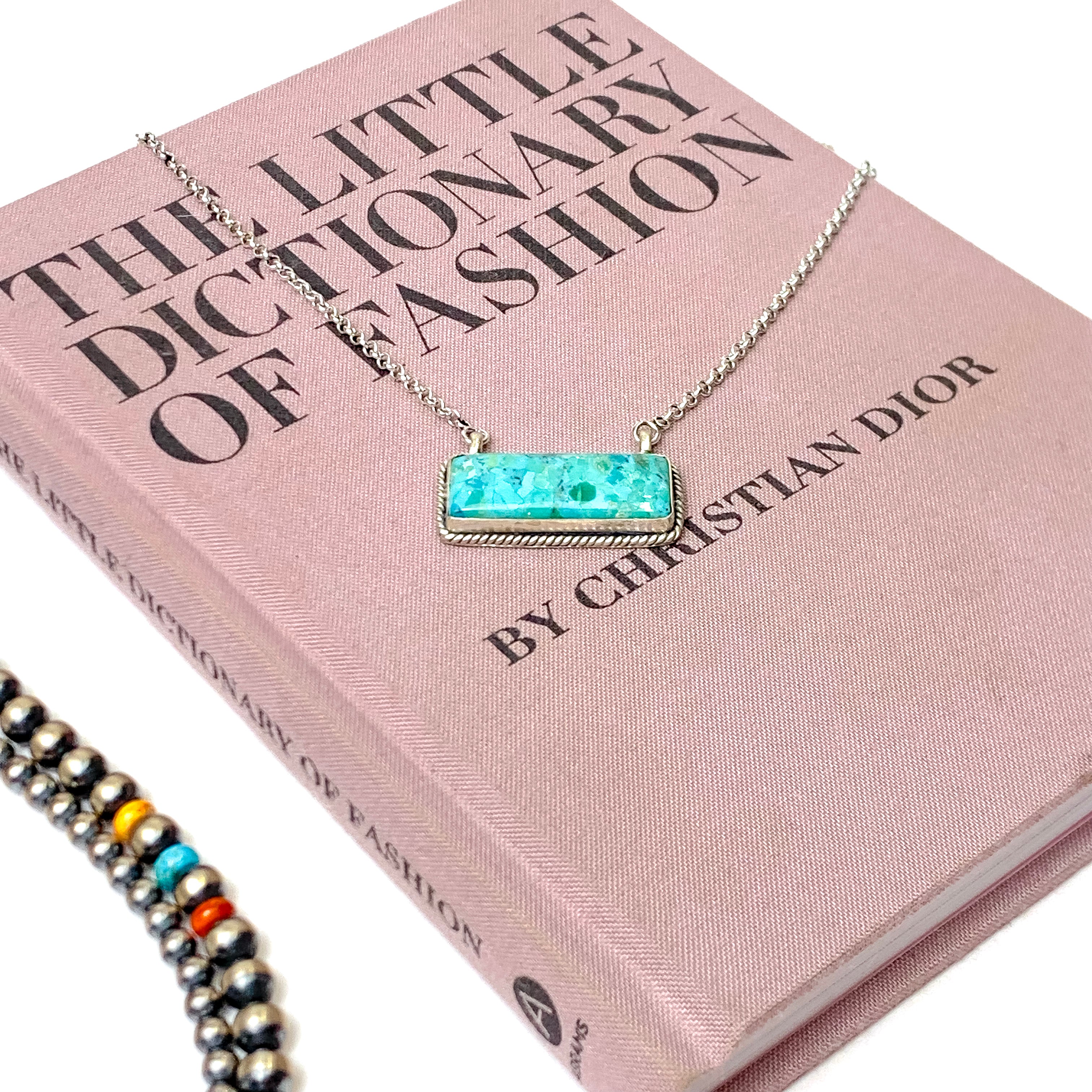 Hada Collection | Handmade Sterling Silver Kingman Turquoise Bar Pendant Necklace - Giddy Up Glamour Boutique