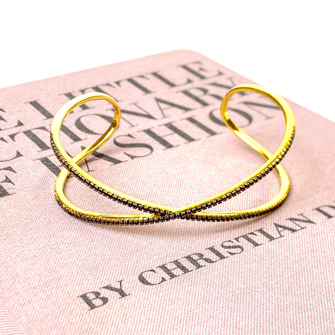 Crossroads Gold Tone Black Crystal Cuff Bracelet - Giddy Up Glamour Boutique