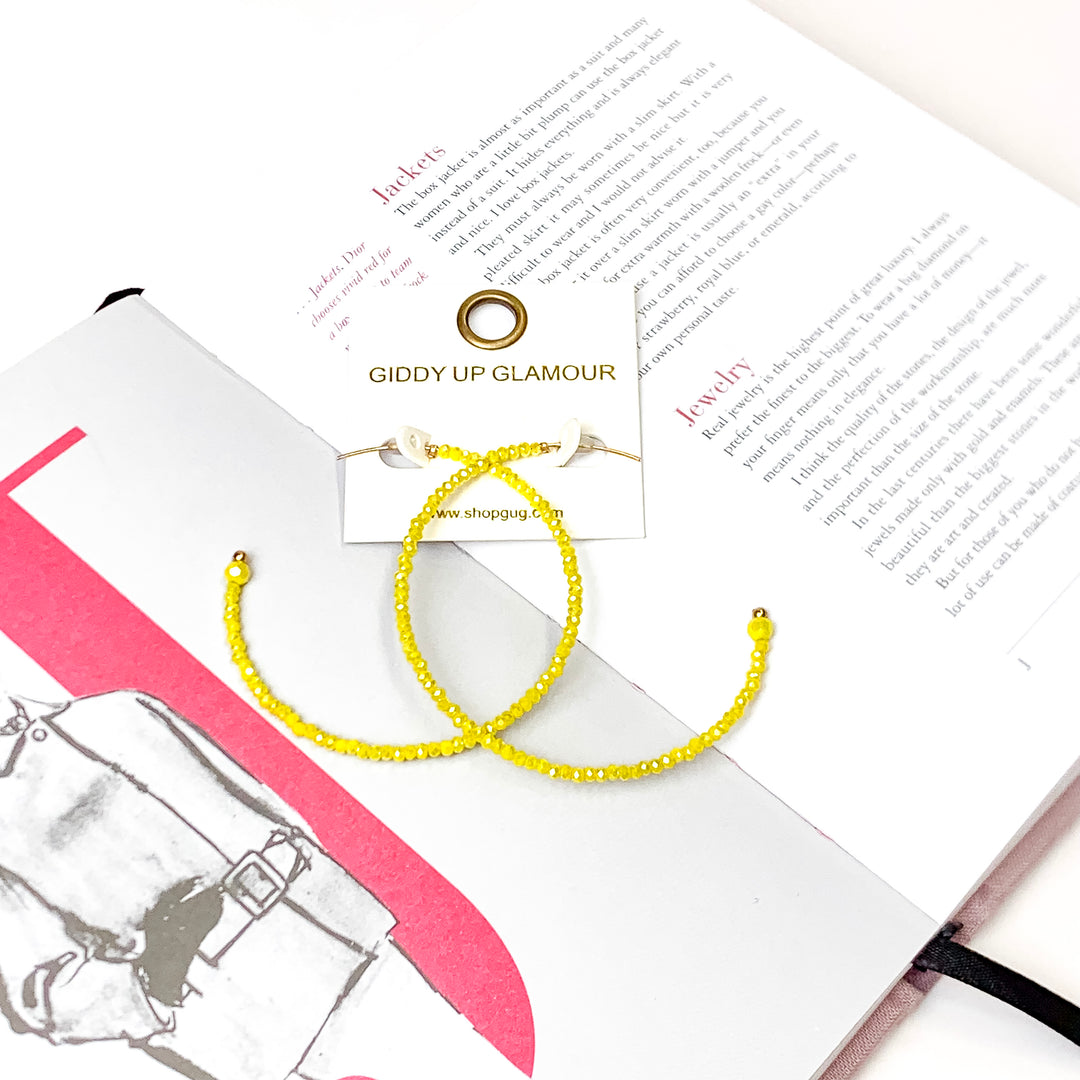 Yellow Beaded Hoops - Giddy Up Glamour Boutique